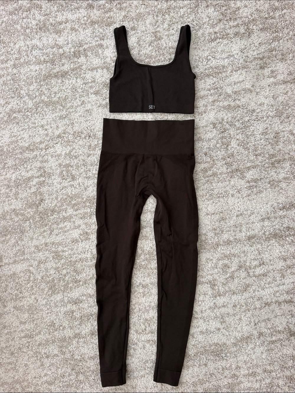 SET Active Brown Seamless High-Rise Legging & Tank Set